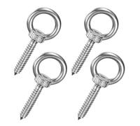 M METERXITY 4-Pack 304 Stainless Steel Eyebolt M10x50mm Shoulder Lifting Eye Bolt Self Tapping Eye Bolts for Wood Securing/Swing/Hanging Hammocks Silver