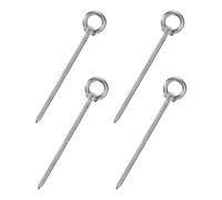 M METERXITY 4-Pack 304 Stainless Steel Eyebolt M6x120mm Shoulder Lifting Eye Bolt Self Tapping Eye Bolts for Wood Securing/Swing/Hanging Hammocks Silver