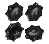 M METERXITY 4-Pack 7 Star Knobs, M8 Female Thread 60mm Seven-Pointed Head Blind Hole Clamping Grip Handles for Machinery/Electronic/Woodworking, Carbon Steel Screw-On Threaded Knob [Black]