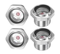 M METERXITY 4-Pack Air Compressor Oil Sight Glass, 1/2" NPT Toughened Glass No Leak Hex Oil Liquid Level Gauge Fittings for Air Compressor/Pump/Tank Sight Plug Window