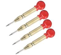 M METERXITY 4-Pack Automatic Center Punch, 133mm HSS Spring Loaded Nail Punch with Palm Cushion Cap for Steel Plate/Wooden Board/Glass, Adjustable Impact Punch Window Breaker Tool [Gold Tone]
