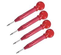 M METERXITY 4-Pack Automatic Center Punch, 133mm HSS Spring Loaded Nail Punch with Palm Cushion Cap for Steel Plate/Wooden Board/Glass, Adjustable Impact Punch Window Breaker Tool [Red]