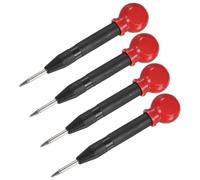M METERXITY 4-Pack Automatic Center Punch, 133mm HSS Spring Loaded Nail Punch with Palm Cushion Cap for Steel Plate/Wooden Board/Glass, Adjustable Impact Punch Window Breaker Tool [Black]