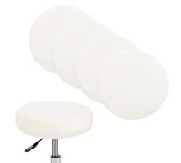 M METERXITY 4-Pack Bar Stool Covers Round, for 12-14 Inch Chair Waterproof PU Seat Covers with Elastic Bands for Bar Stool/Round Cushion [Beige]