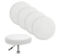 M METERXITY 4-Pack Bar Stool Covers Round, for 12-14 Inch Velvet Washable Stool Cushion Slipcover with Elastic Bands for Bar Stool/Round Cushion [White]