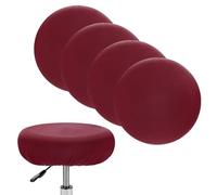 M METERXITY 4-Pack Bar Stool Covers Round, for 12-15 Inch Spandex High Stretchy Fabric Seat Covers with Elastic Bands for Bar Stool/Round Cushion [Wine Red]