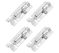 M METERXITY 4-Pack Barrel Bolt Latch, 3.4 Inch Stainless Steel Slide Bolt Latch Slide Locks for Inside Doors/Windows/Cabinets, Thickened Keyless Entry Door Lock [Silver]