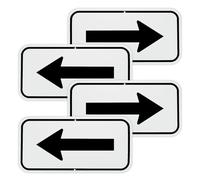 M METERXITY 4-Pack Black Arrow Signs, 11.81 x 5.91 Aluminum Reflective One-way Arrow Sign for Outdoor Lawn Garden Ground Decorations, Street Sign [White/Black]