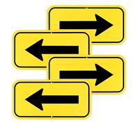 M METERXITY 4-Pack Black Arrow Signs, 11.81 x 5.91 Aluminum Reflective One-way Arrow Sign for Outdoor Lawn Garden Ground Decorations, Street Sign [Yellow/Black]