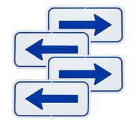 M METERXITY 4-Pack Blue Arrow Signs, 11.81 x 5.91 Aluminum Reflective One-way Arrow Sign for Outdoor Lawn Garden Ground Decorations, Street Sign [White/Blue]