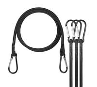 M METERXITY 4-Pack Bungee Cords, 47.2 Inch High Elastic Canopy Tarp Tie Down Bungee Straps with Aluminium Hooks for Camping/Tent/Cargo Holding Wire Hoses/Patio Umbrellas/Shelter [Black]