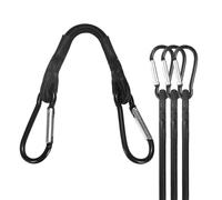 M METERXITY 4-Pack Bungee Cords, 5.9 Inch High Elastic Canopy Tarp Tie Down Bungee Straps with Aluminium Hooks for Camping/Tent/Cargo Holding Wire Hoses/Patio Umbrellas/Shelter [Black]