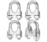 M METERXITY 4-Pack Cable Clamps, M10 Stainless Steel 10mm Wire Rope Clip Thimble U Bolt Saddle Fastener for Diameter Cable Rigging/Sailing/Clothesline, Wire Clamps