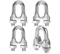 M METERXITY 4-Pack Cable Clamps, M12 Stainless Steel 1/2" Wire Rope Clip Thimble U Bolt Saddle Fastener for Diameter Cable Rigging/Sailing/Clothesline, Wire Clamps