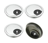 M METERXITY 4-Pack Cable Hole Cover, 2.4 Inch/60mm ABS Desk Cable Wire Cord Grommet Hole Cover for Home/Office Desktop Wire Organizer [Silver]