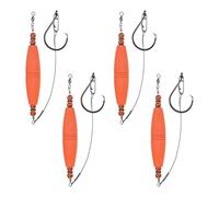 M METERXITY 4-Pack Catfish Float Rigs, 3 Inch EVA Buoyancy Foam Fishing Bobbers Popping with Swivel and Hooks for Streams/Lake/River Fishing, Floats Rattling Cork Catfish Gear [Orange]