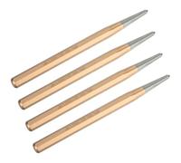 M METERXITY 4-Pack Center Punch 4mm Shank Point, 10x150mm Alloy Steel Center Punch Tool, Impact Resistant Metal Punch Center for Mark/Drilling/Punching/Scribing/Locator/Starting Nail [Golden]