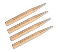 M METERXITY 4-Pack Center Punch 5mm Shank Point, 10x100mm Alloy Steel Center Punch Tool, Impact Resistant Metal Punch Center for Mark/Drilling/Punching/Scribing/Locator/Starting Nail [Golden]