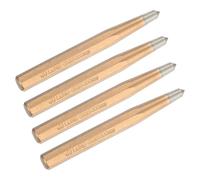 M METERXITY 4-Pack Center Punch 6mm Shank Point, 10x100mm Alloy Steel Center Punch Tool, Impact Resistant Metal Punch Center for Mark/Drilling/Punching/Scribing/Locator/Starting Nail [Golden]