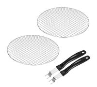 M METERXITY 4-Pack Cooling Rack, 12" Round 201 Stainless Steel Baking Rack with Grill Grate Lifter Gripper for Grilling/Cooking/Steaming/Baking, Cross Wire Grate Cooling Rack [Silver Tone]