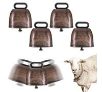M METERXITY 4-Pack Cow Horse Sheep Grazing Copper Bells, 0.5" Inner Diameter Hole Cattle Goat Farm Loud Bronze Bell for Cow/Horse/Sheep/Cats/Small Pets Anti-Theft Accessories [Red Bronze]