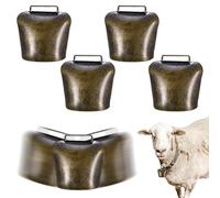 M METERXITY 4-Pack Cow Horse Sheep Grazing Copper Bells, 0.9" Inner Diameter Hole Cattle Goat Farm Loud Bronze Bell for Cow/Horse/Sheep/Cats/Small Pets Anti-Theft Accessories [Vintage Bronze]