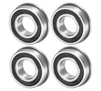 M METERXITY 4-Pack F6003-2RS Flanged Ball Bearing, 17 x 35 x 10mm Double Rubber Shielded Chrome Steel (GCr15) Flange Rip Bearings for Wheelbarrow/Printer/Fax Machines/Power Tools