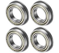 M METERXITY 4-Pack F6801ZZ Flanged Ball Bearing, 12 x 21 x 5mm Double Metal Shielded Chrome Steel (GCr15) Flange Rip Bearings for Wheelbarrow/Printer/Fax Machines/Power Tools