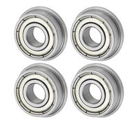 M METERXITY 4-Pack F696ZZ Flanged Ball Bearing, 6 x 15 x 5mm Double Metal Shielded Chrome Steel (GCr15) Flange Rip Bearings for Wheelbarrow/Printer/Fax Machines/Power Tools