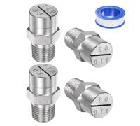 M METERXITY 4 Pack Flat Fan Spray Tip - 110 Degree 1/8BSPT Male Pressure Washer Nozzles Cleaner Nozzle Replacement, Stainless Steel with Sealing Tape, Apply to Water Guns (1.1mm Orifice)
