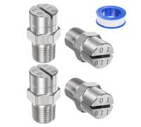 M METERXITY 4 Pack Flat Fan Spray Tip - 110 Degree 1/8BSPT Male Pressure Washer Nozzles Cleaner Nozzle Replacement, Stainless Steel with Sealing Tape, Apply to Water Guns (2mm Orifice)