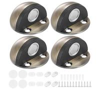M METERXITY 4-Pack Floor Mounted Door Stops, Stainless Steel Half Dome Magnetic Gate Stopper with Plastic Rubber Bumper for Living Room/Bedroom/Bathroom, Wall Protector [Green Bronze]