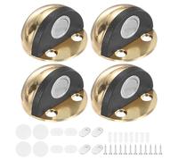 M METERXITY 4-Pack Floor Mounted Door Stops, Stainless Steel Half Dome Magnetic Gate Stopper with Plastic Rubber Bumper for Living Room/Bedroom/Bathroom, Wall Protector [Gold Tone]