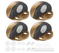 M METERXITY 4-Pack Floor Mounted Door Stops, Stainless Steel Half Dome Magnetic Gate Stopper with Plastic Rubber Bumper for Living Room/Bedroom/Bathroom, Wall Protector [Yellow Bronze]