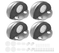 M METERXITY 4-Pack Floor Mounted Door Stops, Stainless Steel Half Dome Magnetic Gate Stopper with Plastic Rubber Bumper for Living Room/Bedroom/Bathroom, Wall Protector [Silver Tone]