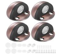 M METERXITY 4-Pack Floor Mounted Door Stops, Stainless Steel Half Dome Magnetic Gate Stopper with Plastic Rubber Bumper for Living Room/Bedroom/Bathroom, Wall Protector [Red Bronze]