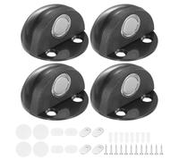 M METERXITY 4-Pack Floor Mounted Door Stops, Stainless Steel Half Dome Magnetic Gate Stopper with Plastic Rubber Bumper for Living Room/Bedroom/Bathroom, Wall Protector [Black]