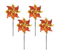 M METERXITY 4-Pack Flower Wind Spinner Sparkly Lawn Pinwheels, 20 Inch Plastic Reflective Pinwheels for Party Decorations/Yard/Garden, Colorful Rainbow Garden Windmill [Yellow, Orange]