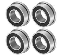 M METERXITY 4-Pack FR188-2RS Flanged Ball Bearing, 1/4" x 1/2" x 1/5" Double Rubber Seal Chrome (GCr15) Steel Deep Groove Ball Bearings for Wheelbarrow/Printer/Fax Machines/Power Tools