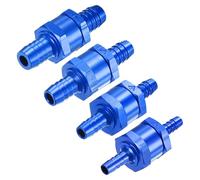 M METERXITY 4-Pack Fuel Oil Check Valve, 1/2" 1/4" 3/8" 5/16" Aluminum Alloy Non Return One Way Check Valve for Fuel Line/Petrol/Diesel/Water/Oil/Gas [Blue]