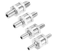 M METERXITY 4-Pack Fuel Oil Check Valve, 1/2" 1/4" 3/8" 5/16" Aluminum Alloy Non Return One Way Check Valve for Fuel Line/Petrol/Diesel/Water/Oil/Gas [Silver]