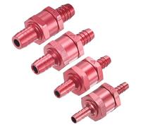 M METERXITY 4-Pack Fuel Oil Check Valve, 1/2" 1/4" 3/8" 5/16" Aluminum Alloy Non Return One Way Check Valve for Fuel Line/Petrol/Diesel/Water/Oil/Gas [Red]