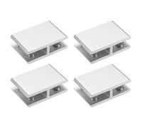 M METERXITY 4-Pack Glass Shelf Brackets, Adjustable No-Drill 2 Way 180 Degrees Glass Clamp Connector for 8-10mm Thick Shelf Brackets, Use for Bathroom/Showcases/Wardrobe [Silver Tone]
