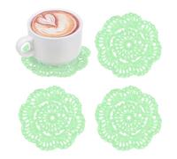 M METERXITY 4-Pack Handmade Crochet Coasters, 4Inch/10cm Round Cotton Placemats for Table/Cup/Bowl/Vase/Tea Trays/Home Decoration, Lace Doilies Place Mats [Cream Green]