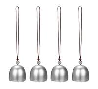 M METERXITY 4-Pack Hanging Bells, Small Decorative Bells Wind Chimes Vintage Bell Jingle Bells for Christmas/Home/Window/Door/Garden Decor, Hanging Bell Pendant [Silver, Coffee]