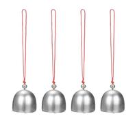 M METERXITY 4-Pack Hanging Bells, Small Decorative Bells Wind Chimes Vintage Bell Jingle Bells for Christmas/Home/Window/Door/Garden Decor, Hanging Bell Pendant [Silver, Red]