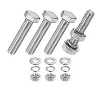 M METERXITY 4-Pack Hex Head Screw Bolt with Nuts Flat & Lock Washers M10x50mm Stainless Steel Bolts and Nuts Kit Fully Threaded Metric Bolt Assortment for Equipment/Machinery