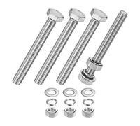 M METERXITY 4-Pack Hex Head Screw Bolt with Nuts Flat & Lock Washers M10x90mm Stainless Steel Bolts and Nuts Kit Fully Threaded Metric Bolt Assortment for Equipment/Machinery