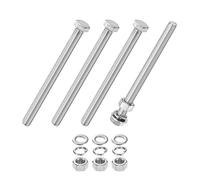 M METERXITY 4-Pack Hex Head Screw Bolt with Nuts Flat & Lock Washers M12x150mm Stainless Steel Bolts and Nuts Kit Fully Threaded Metric Bolt Assortment for Equipment/Machinery