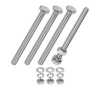 M METERXITY 4-Pack Hex Head Screw Bolt with Nuts Flat & Lock Washers M6x70mm Stainless Steel Bolts and Nuts Kit Fully Threaded Metric Bolt Assortment for Equipment/Machinery